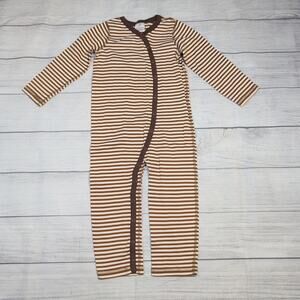 3 Hanna Andersson Brown Stripe Snap Romper